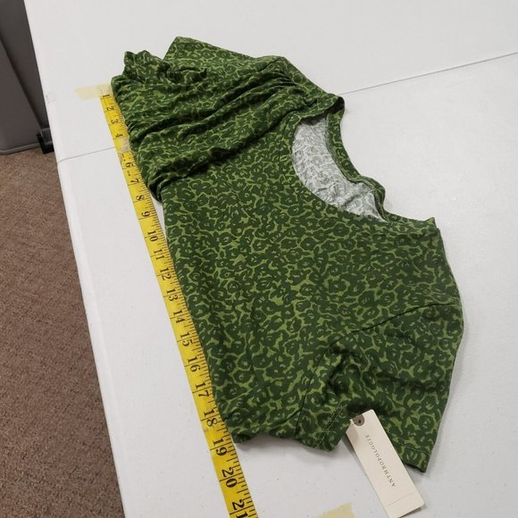 Anthropologie Womens Green Motif Draped T-Shirt Size L Short Sleeve Modal - Picture 9 of 12